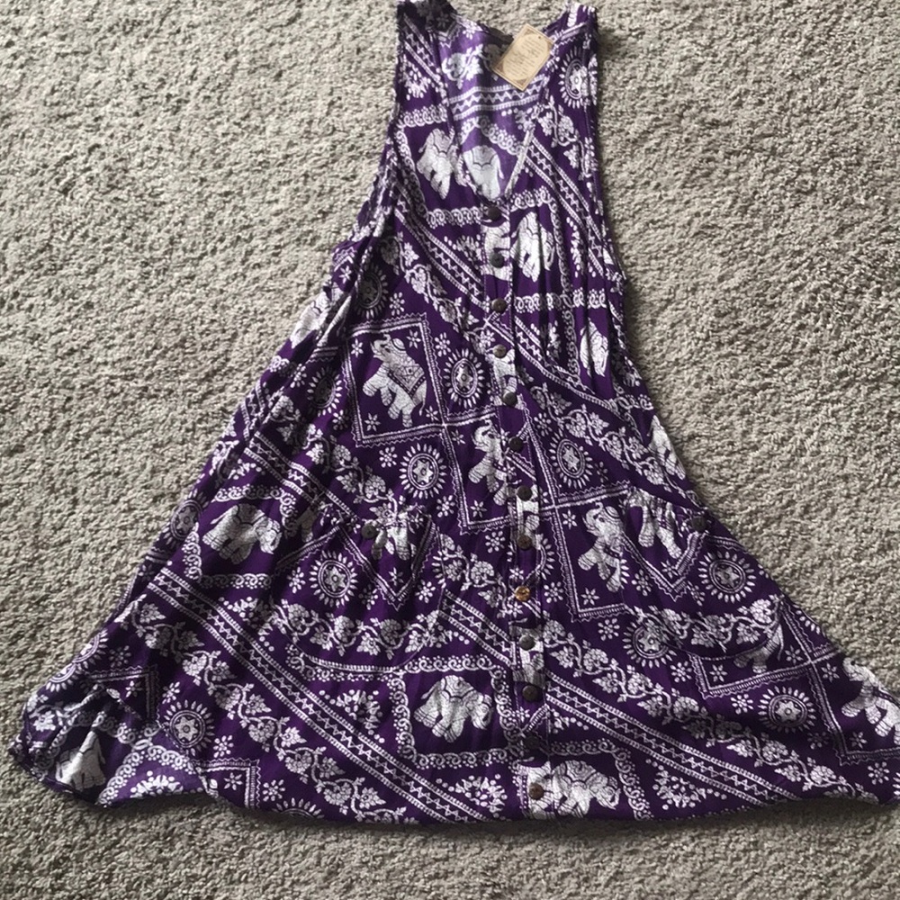 Purple Elephant Dress with Pockets